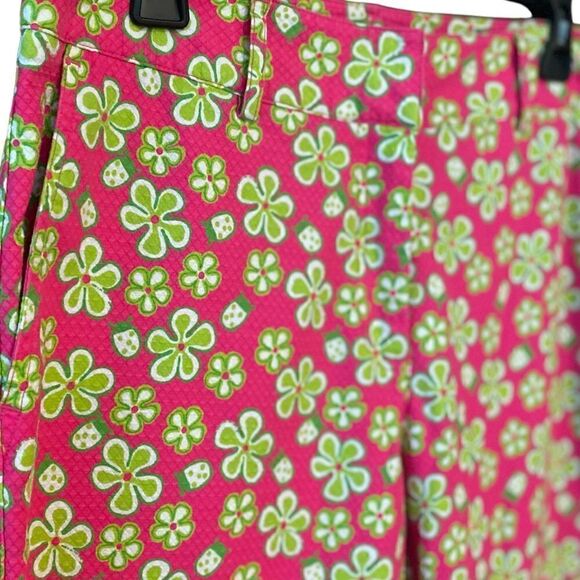 Lilly Pulitzer Sz 8 Pink Flower Power Dune Buggy Print Pocket Ankle Pants - Picture 3 of 6